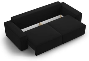 Fekete bársony kinyitható-tárolóhelyes kanapé 247 cm Jodie – Micadoni