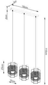 Sollux SL.1301 - Csillár zsinóron GIZUR 3xE27/15W/230V