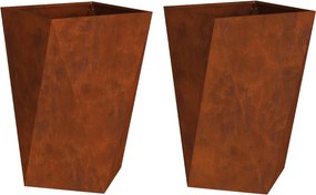 vidaXL Növénytartó 2 pcs Rozsdás 50 x 50 x 75 cm Időjárásálló acél