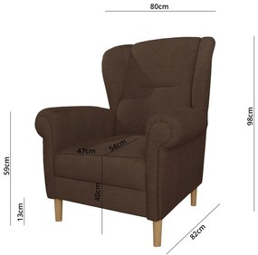 Sötétbarna füles fotel Swan – Ropez