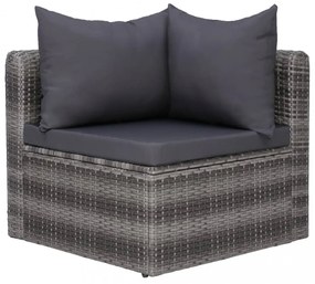 7-részes szürke polyrattan kerti bútorszett párnákkal