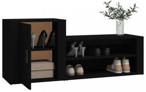 fekete szerelt fa cipősszekrény 130x35x54 cm