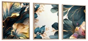 KÉSZLET 3x Kép képkeretben 50x70 cm növények