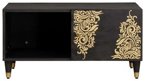 vidaXL Dohányzóasztal Fekete 80 x 50 x 40 cm Tömör Mangófát