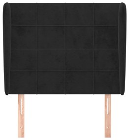 fekete bársony fejtámla szárnyakkal 83 x 23 x 118/128 cm