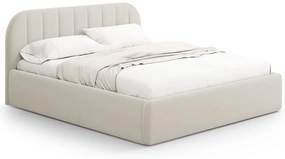 Bézs kárpitozott ágyneműtartós franciaágy ágyráccsal 200x200 cm Juno – Windsor & Co Sofas