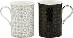 Kpl Porcelán bögre Fekete Fehér Bögre Szett 2 db 360 ml Porcelán