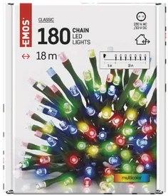 LED karácsonyi fényfüzér, 18 m, kültéri és beltéri, többszínű, időzítő