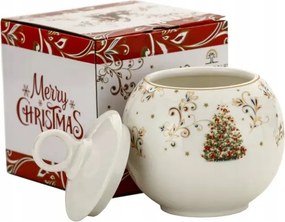 Karácsonyi porcelán edény fedővel 0,68 l Karácsonyfa