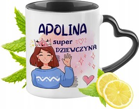 Fekete Bögre Szív Alakú Füllel Apolina számára Ideális Ajándék