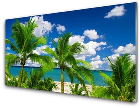 Üvegfotó Sea Palm Trees Landscape 125x50 cm