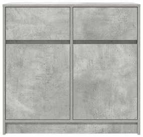 betonszürke szerelt fa tálalószekrény fiókos 80x34x76 cm