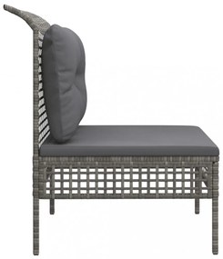 szürke polyrattan kerti középső kanapé párnával