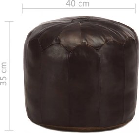 sötétbarna valódi kecskebőr puff 40 x 35 cm