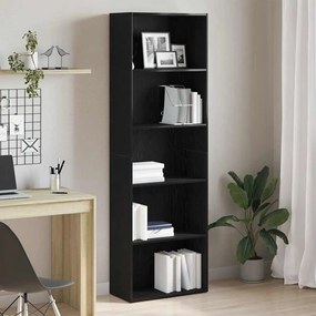 fekete tölgy színű szerelt fa könyvespolc 60 x 30 x 189 cm