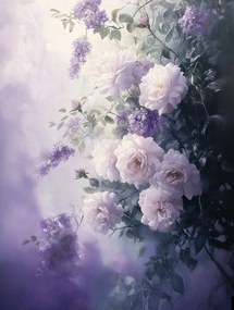 Canvas Vászonkép Lila Virágok Rózsák Bokor Nélkül Vintage 75x100