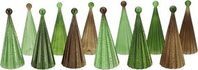 Üveg világító fa TWINKLE LED világítással 22 cm, barna-zöld árnyalatok