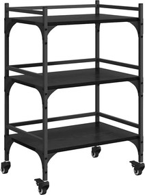 vidaXL Konyhai kocsi Fekete tölgy 50 x 35 x 75.5 cm Faanyag