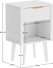 Éjjeliszekrény, fehér, TOBI