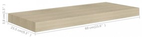 tölgyszínű MDF lebegő fali polc 60 x 23,5 x 3,8 cm