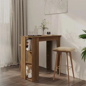 barna tölgy színű szerelt fa bárasztal polccal 102x50x103,5 cm