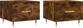 vidaXL 2 db füstös tölgy szerelt fa dohányzóasztal 50 x 50 x 40 cm