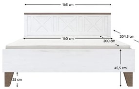 Franciaágy 160 cm Telegrafo (canyon fenyő + szonoma trüffel tölgy) (ágyráccsal). 1116512