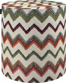 Barrel puff ø40, 40 cm magas, piros-zöld cikk-cakk mintás, krémszínű háttérrel