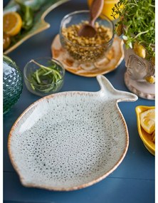 Kék-bézs szervírozó kőedény tányér Fleur – Bloomingville