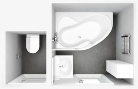 Ravak C571000000 - Sarokkád ROSA 160x95 cm akril/fehér