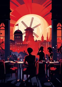 Poszter 59,4x84,1cm Esti bálok a szélmalomnál