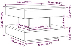 fehér dohányzóasztal 360 fokban forgatható 50x50x34,5 cm