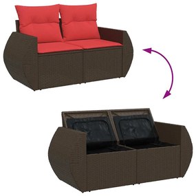7 részes barna polyrattan kerti ülőgarnitúra párnával