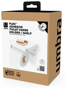 Fehér öntapadós újrahasznosított műanyag WC-papír tartó Flex Adhesive – Umbra