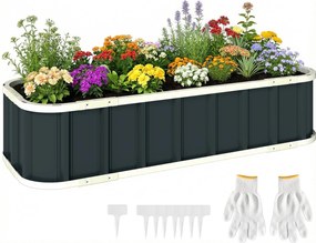 Outsunny magasított acél virágágyás patentzárakkal — hajlított perem, fűszernövényekhez, virágokhoz és zöldségekhez, 136 x 52 x 31 cm | Aosom