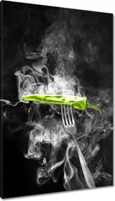 Vászonkép 80x120 Zöld paprika a füstben