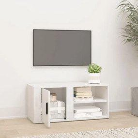 fehér magasfényű szerelt fa TV-szekrény 80x31,5x36 cm