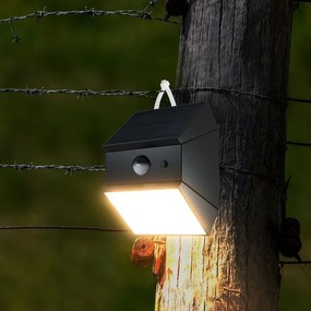 Falra szerelhető napelemes LED-lámpa érzékelővel LED/2,5W/3,7V IP65 1200 mAh fekete