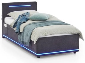 Sötétszürke kárpitozott ágyneműtartós gyerekágy ágyráccsal 90x200 cm Circle – Meise Möbel