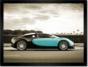 Poszter keretben 40x30 Türkiz Bugatti Auto
