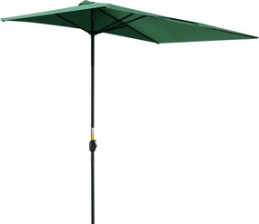 Outsunny Fél Napernyő 230x130x245 cm Fali Napernyő Kézi Mechanizmussal UV 30+ Védő Vízhatlan Napernyő Erkélyre Teraszra Kertbe Zöld | Aosom