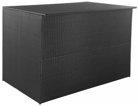 fekete polyrattan kerti tárolóláda 150 x 100 x 100 cm