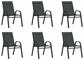 6 db fekete textilén rakásolható kerti szék