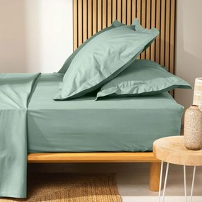Világoszöld gumis bio pamut lepedő 140x190 cm Biolina – douceur d'intérieur