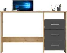 Számítógépasztal, artisan tölgy/grafit, LARISTOTE NEW