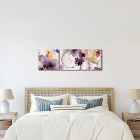 Kép - Akvarell virágok (órával) (90x30 cm)