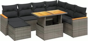 vidaXL 8 részes szürke polyrattan kerti ülőgarnitúra párnákkal