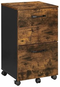 Irodai fiókos irattároló szekrény, gurulós, 2 fiókkal, rusztikus barna 42x40x70cm