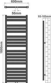 AQUAMARIN Fürdőszoba radiátor  180 x 60 cm fehér