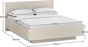 Ágy ráccsal, 160x200, kasmír/castello tölgy, EYCO